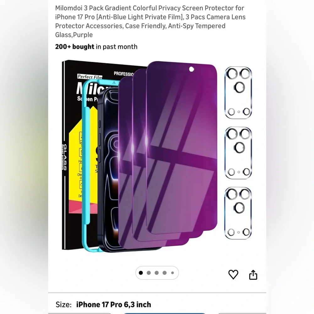 Purple Gradient Screen Protector for iPhone 17 Pro